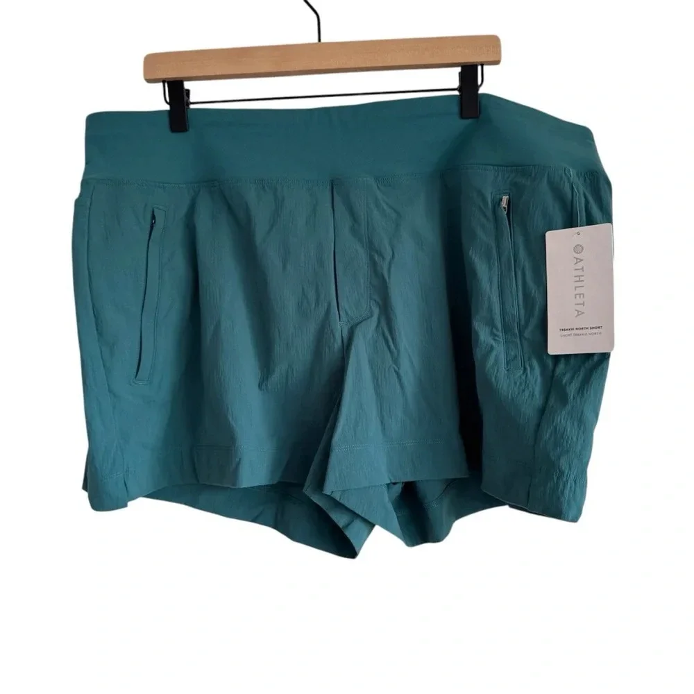 Athleta Teal Trekkie North Abrasion Resistant UPF 50+ Performance Shorts Size 18 - Picture 4 of 10